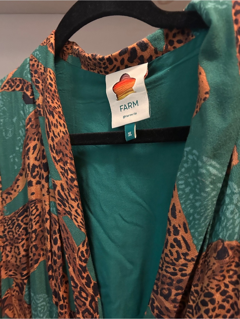 FARM Rio Green and Brown Leopard-Print V-Neck Maxi Dress XL - Picture 3 of 3